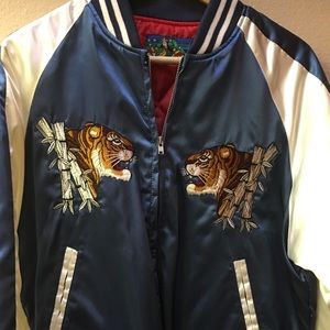 Blue satin Japanese tiger jacket